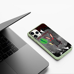Чехол iPhone 11 Pro матовый Черный кролик разводит хрен, цвет: 3D-салатовый — фото 2