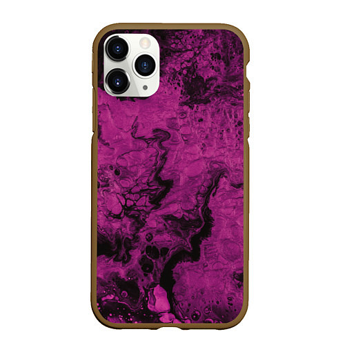 Чехол iPhone 11 Pro матовый Тёмно-розовые краски во тьме / 3D-Коричневый – фото 1