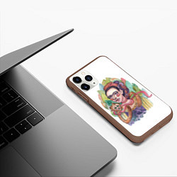 Чехол iPhone 11 Pro матовый Фрида с капуцином, цвет: 3D-коричневый — фото 2