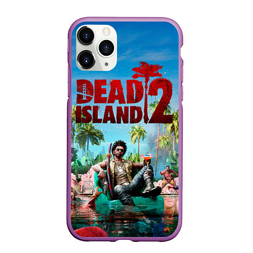 Чехол iPhone 11 Pro матовый Dead island two / 3D-Фиолетовый – фото 1