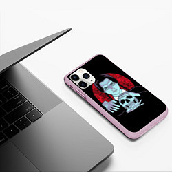 Чехол iPhone 11 Pro матовый Wednesday Skull, цвет: 3D-розовый — фото 2