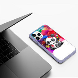 Чехол iPhone 11 Pro матовый Милый пандёныш - великий художник, цвет: 3D-светло-сиреневый — фото 2