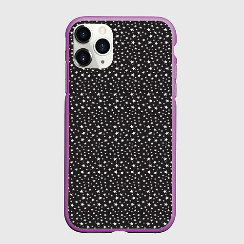 Чехол iPhone 11 Pro матовый Звёзды большие и маленькие / 3D-Фиолетовый – фото 1