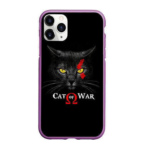 Чехол iPhone 11 Pro матовый Cat of war collab / 3D-Фиолетовый – фото 1