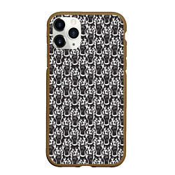 Чехол iPhone 11 Pro матовый Рука с жестом рок в пламени, цвет: 3D-коричневый