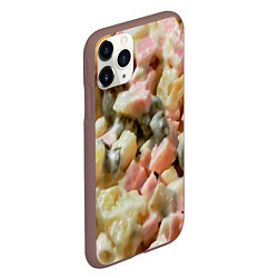 Чехол iPhone 11 Pro матовый Салат оливье, цвет: 3D-коричневый — фото 2