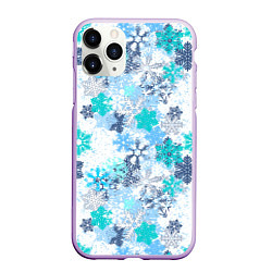 Чехол iPhone 11 Pro матовый Снежные узоры, цвет: 3D-сиреневый