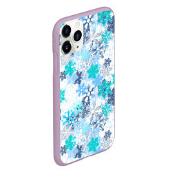 Чехол iPhone 11 Pro матовый Снежные узоры, цвет: 3D-сиреневый — фото 2