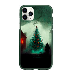 Чехол iPhone 11 Pro матовый Тёмное рождество, цвет: 3D-темно-зеленый