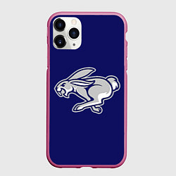 Чехол iPhone 11 Pro матовый Бегущий кролик, цвет: 3D-малиновый