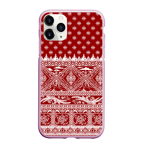 Чехол iPhone 11 Pro матовый Love climbing : Christmas aesthetics / 3D-Розовый – фото 1