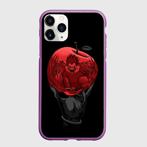 Чехол iPhone 11 Pro матовый Рюк и красное яблоко / 3D-Фиолетовый – фото 1