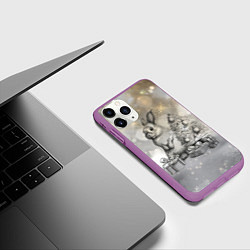 Чехол iPhone 11 Pro матовый Кролик карандошом, цвет: 3D-фиолетовый — фото 2