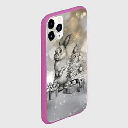 Чехол iPhone 11 Pro матовый Кролик карандошом, цвет: 3D-фиолетовый — фото 2