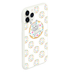Чехол iPhone 11 Pro матовый Кролик сладкоежка с белыми пончиками, цвет: 3D-белый — фото 2