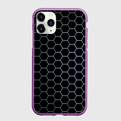 Чехол iPhone 11 Pro матовый Шестиугольники, цвет: 3D-фиолетовый