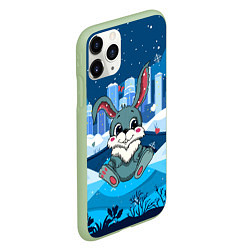 Чехол iPhone 11 Pro матовый Зайчик с сердечками, цвет: 3D-салатовый — фото 2