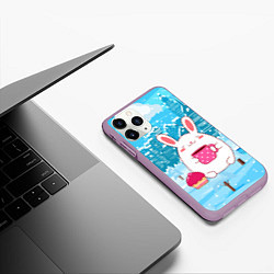 Чехол iPhone 11 Pro матовый Зайчик и кексик, цвет: 3D-сиреневый — фото 2
