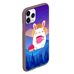 Чехол iPhone 11 Pro матовый Крупный заяц с кофе, цвет: 3D-коричневый — фото 2