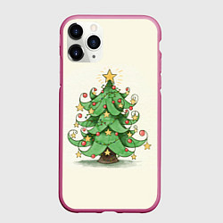 Чехол iPhone 11 Pro матовый Новогодняя нарядная елочка