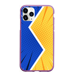 Чехол iPhone 11 Pro матовый Желто-синяя молния, цвет: 3D-фиолетовый