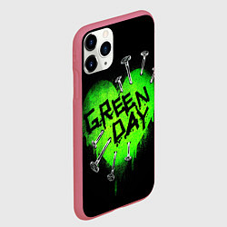 Чехол iPhone 11 Pro матовый Green day heart nails, цвет: 3D-малиновый — фото 2