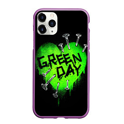 Чехол iPhone 11 Pro матовый Green day heart nails, цвет: 3D-фиолетовый