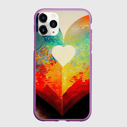 Чехол iPhone 11 Pro матовый Your heart / 3D-Фиолетовый – фото 1