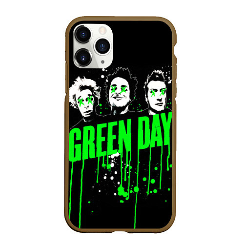 Чехол iPhone 11 Pro матовый Green day paint / 3D-Коричневый – фото 1