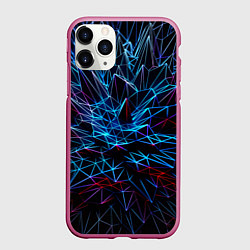 Чехол iPhone 11 Pro матовый Abstract black crystals, цвет: 3D-малиновый