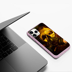 Чехол iPhone 11 Pro матовый Череп с противогазом, цвет: 3D-розовый — фото 2