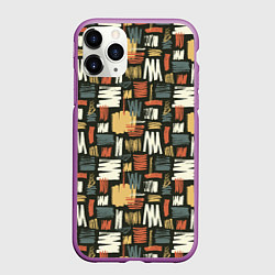 Чехол iPhone 11 Pro матовый Узор штрихованный, цвет: 3D-фиолетовый