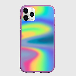 Чехол iPhone 11 Pro матовый Разноцветные абстрактные полосы под стеклом, цвет: 3D-фиолетовый