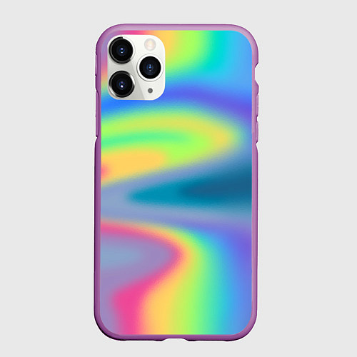 Чехол iPhone 11 Pro матовый Разноцветные абстрактные полосы под стеклом / 3D-Фиолетовый – фото 1