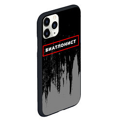 Чехол iPhone 11 Pro матовый Биатлонист - в красной рамке на темном, цвет: 3D-черный — фото 2