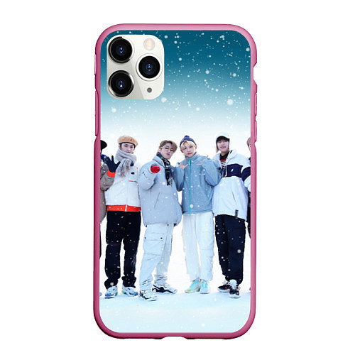 Чехол iPhone 11 Pro матовый Stray Kids winter / 3D-Малиновый – фото 1