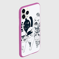 Чехол iPhone 11 Pro матовый Любопытные кошки, цвет: 3D-фиолетовый — фото 2