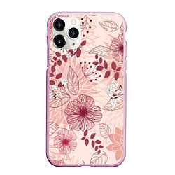 Чехол iPhone 11 Pro матовый Floral pattern, цвет: 3D-розовый