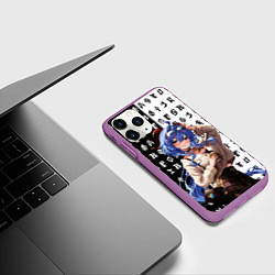 Чехол iPhone 11 Pro матовый Геншин импакт: Гань юй, цвет: 3D-фиолетовый — фото 2