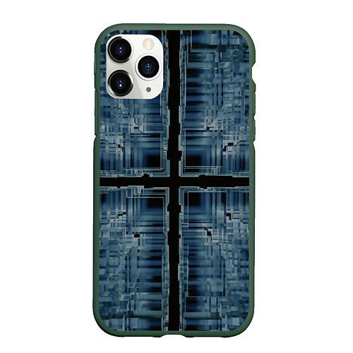 Чехол iPhone 11 Pro матовый Абстрактное множество прозрачных геометрических фи / 3D-Темно-зеленый – фото 1