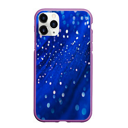 Чехол iPhone 11 Pro матовый Белые пузыри на синем фоне, цвет: 3D-фиолетовый