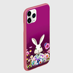 Чехол iPhone 11 Pro матовый Кролик на винном фоне, цвет: 3D-малиновый — фото 2