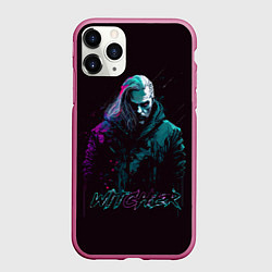 Чехол iPhone 11 Pro матовый Ведьмак в неоновом стиле, цвет: 3D-малиновый