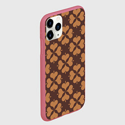 Чехол iPhone 11 Pro матовый Четырехлистный клевер коричневый, цвет: 3D-малиновый — фото 2