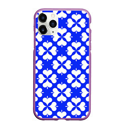 Чехол iPhone 11 Pro матовый Четырехлистный клевер синий, цвет: 3D-фиолетовый