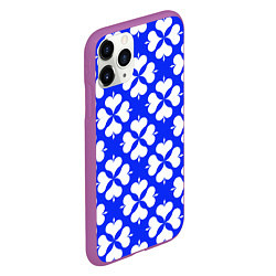 Чехол iPhone 11 Pro матовый Четырехлистный клевер синий, цвет: 3D-фиолетовый — фото 2
