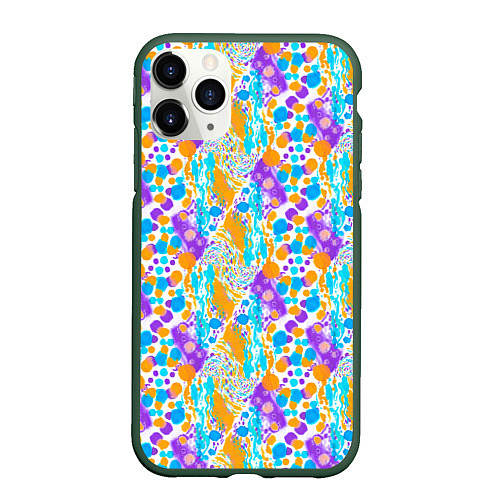 Чехол iPhone 11 Pro матовый Акварельные брызги / 3D-Темно-зеленый – фото 1