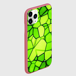 Чехол iPhone 11 Pro матовый Неоновые салатовые осколки, цвет: 3D-малиновый — фото 2