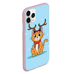 Чехол iPhone 11 Pro матовый Кот с рожками, цвет: 3D-розовый — фото 2