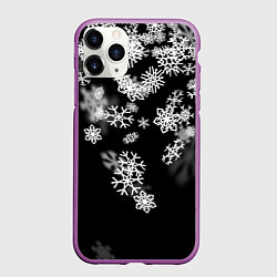 Чехол iPhone 11 Pro матовый Белые снежинки